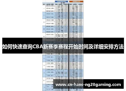 如何快速查询CBA新赛季赛程开始时间及详细安排方法